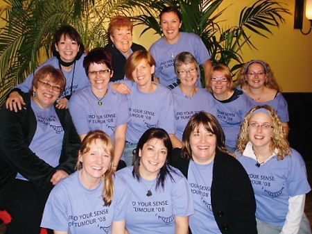 The team of Complementary Therapists. Ginny McGivern (back row, far left), Jacky (middle row, third from right)